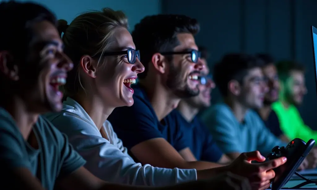 Plataformas de Streaming de Jogos em 2025: Xbox Cloud Gaming vs GeForce Now – Qual Assinar? Jogadores diversos usando Xbox Cloud Gaming e GeForce Now em vários dispositivos.