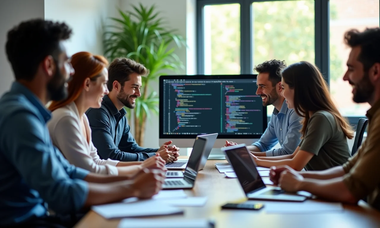 Líder de equipe dividindo tarefas de revisão de código entre os membros.