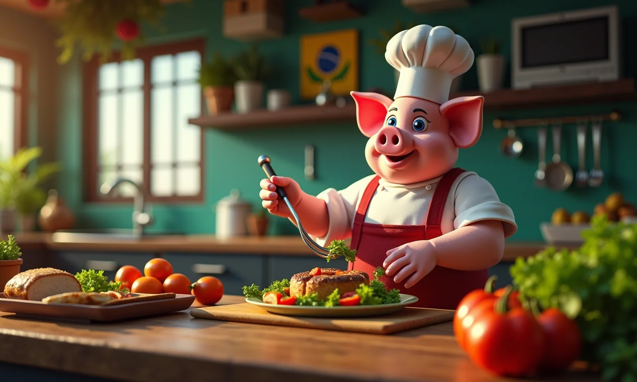 Logo do Apache Pig como um chef preparando um banquete de dados.