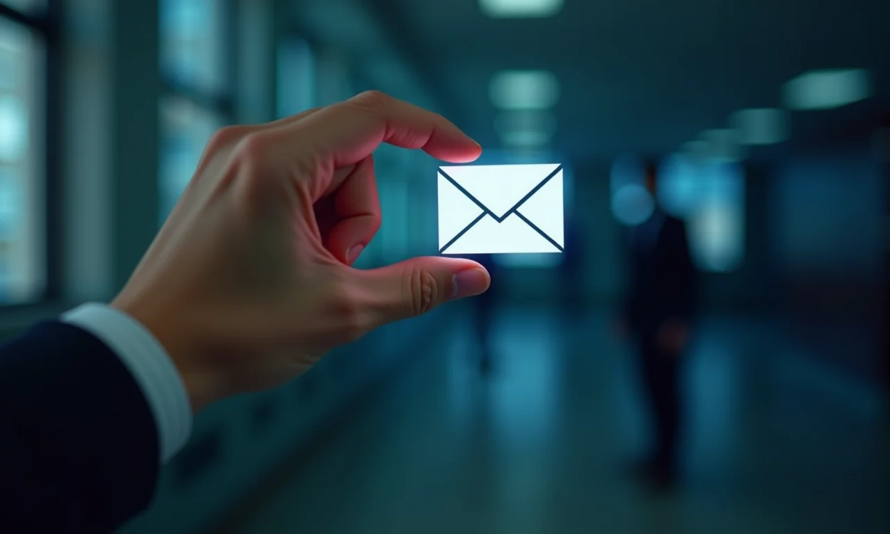 Mão hesitando sobre o botão 'enviar' de um email de remetente desconhecido.