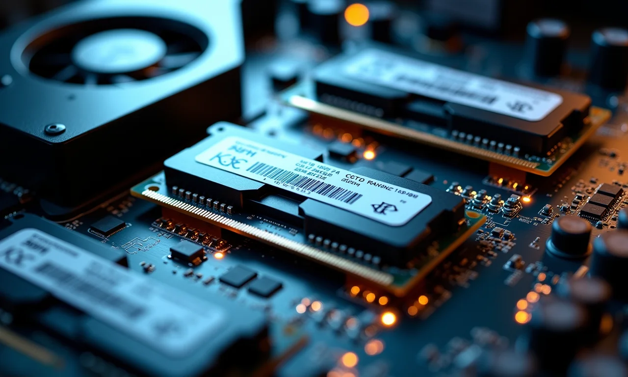 Módulos de memória RAM em detalhe, essenciais para o desempenho do computador.