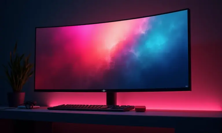 Monitor ultrawide de alta resolução com cores vibrantes