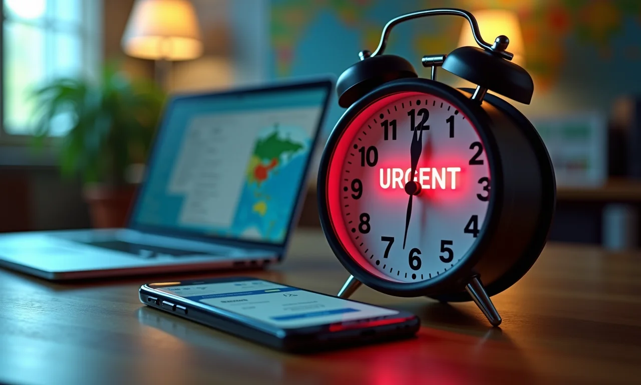 Notificação urgente em um smartphone exibindo um email de phishing.