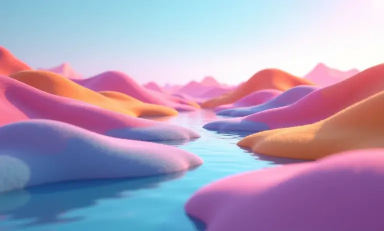 Paisagem abstrata 3D criada com Three.js, mostrando o poder dos gráficos 3D na web.