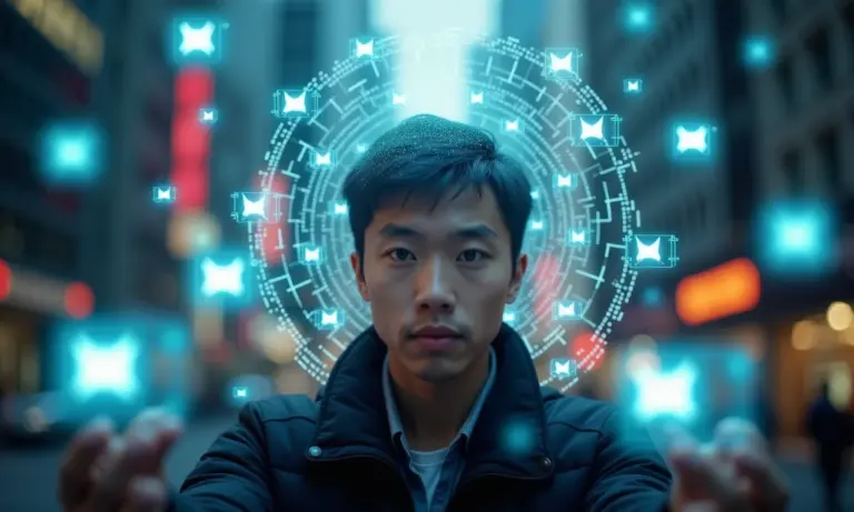 Pessoa sobrecarregada por notificações em um smartphone moderno