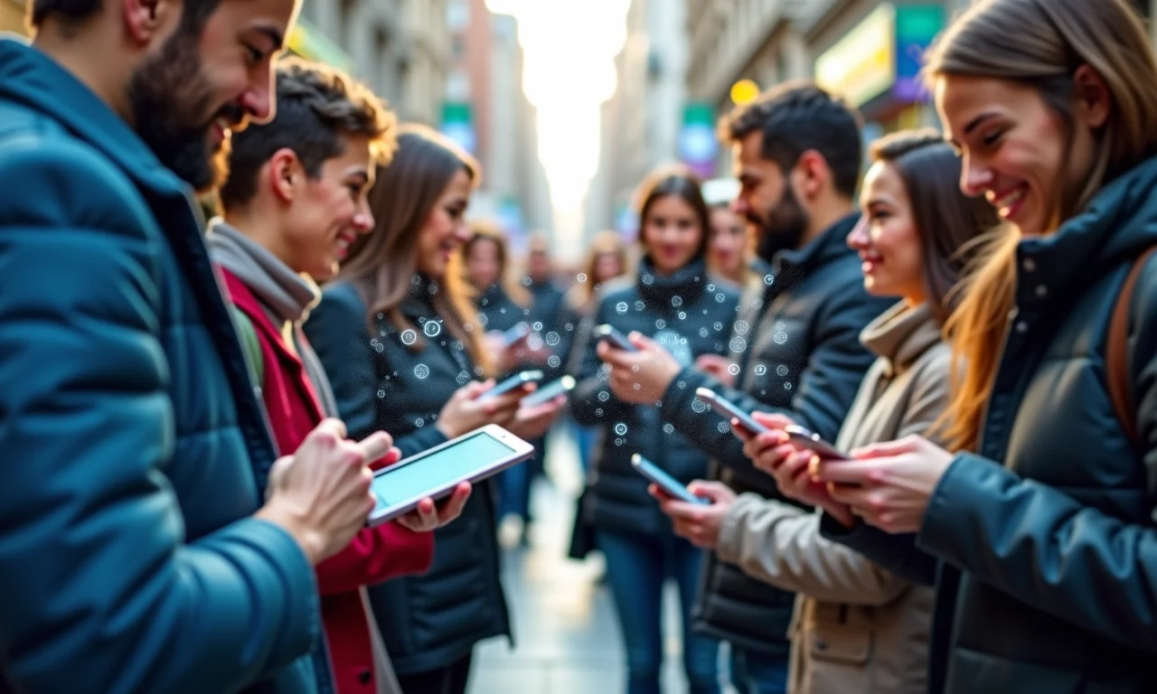 Pessoas diversas conectadas através de redes sociais