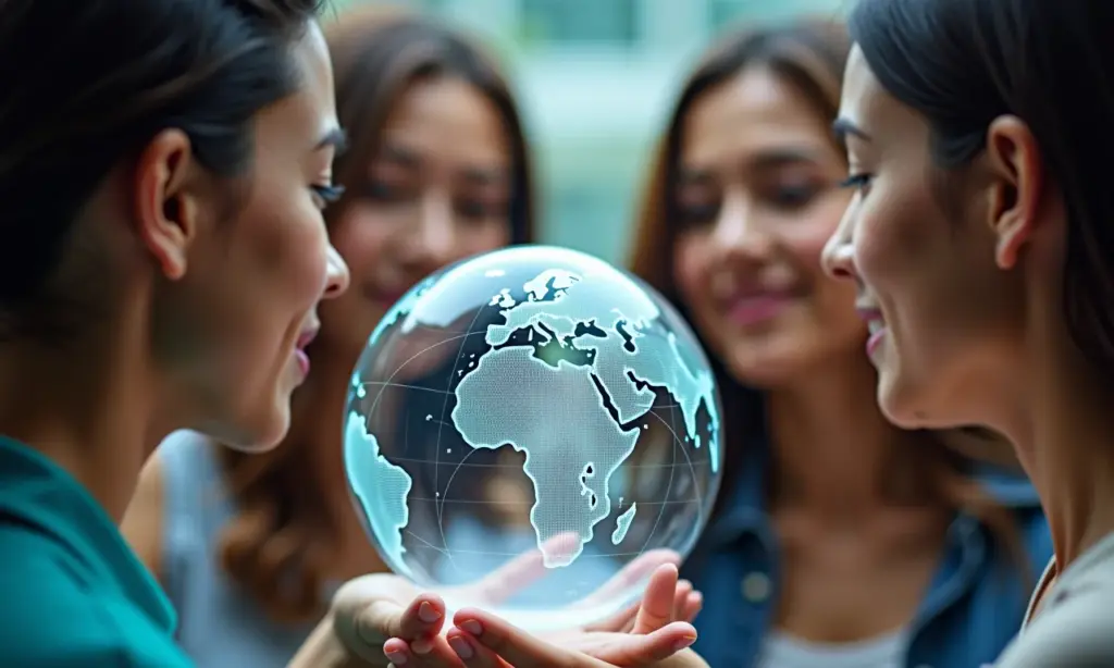 O Que é o FLoC a Alternativa do Google aos Cookies Pessoas diversas olhando esfera digital, representando o FLoC como alternativa aos cookies do Google.