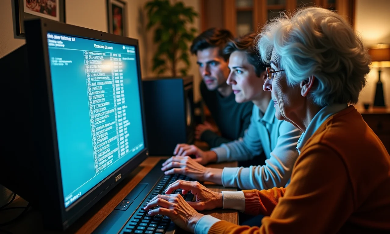 Pessoas interagindo com um computador antigo durante o Teste de Turing, questionando se a máquina é inteligente.