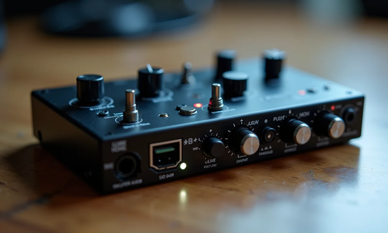 Placa de som USB com recursos extras visíveis.