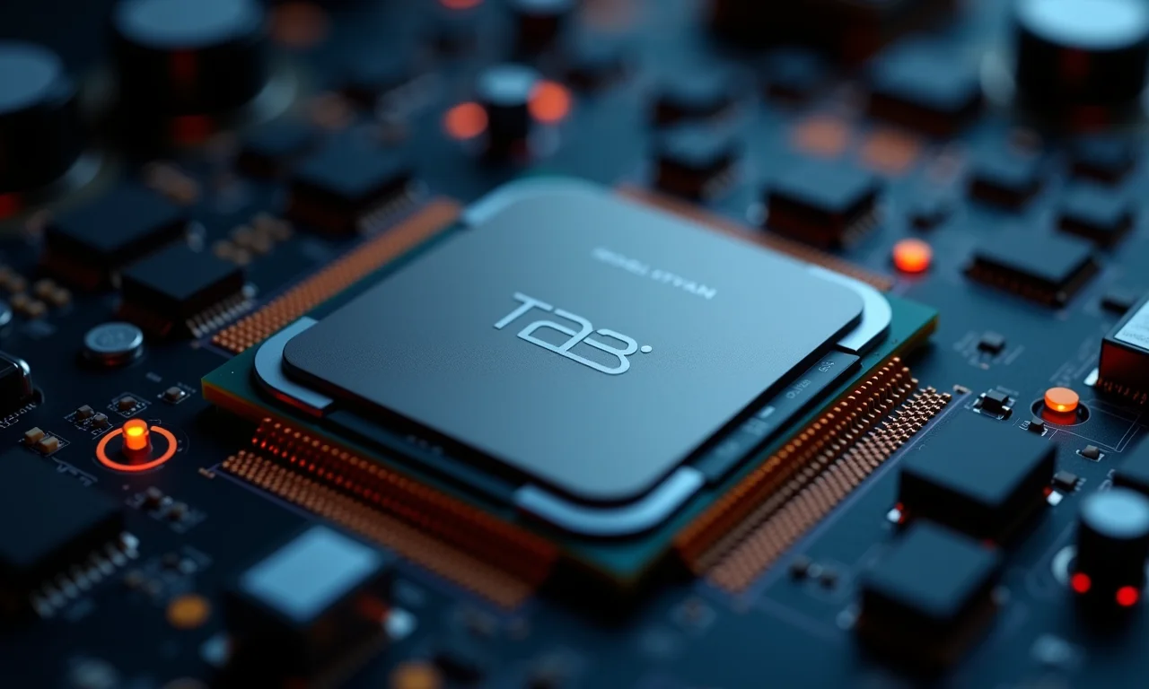 Processador eficiente com gráficos integrados em close-up com sistema de resfriamento.