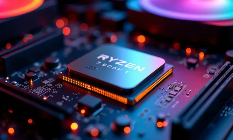 Processador Ryzen 5 7500F em uma placa-mãe moderna.