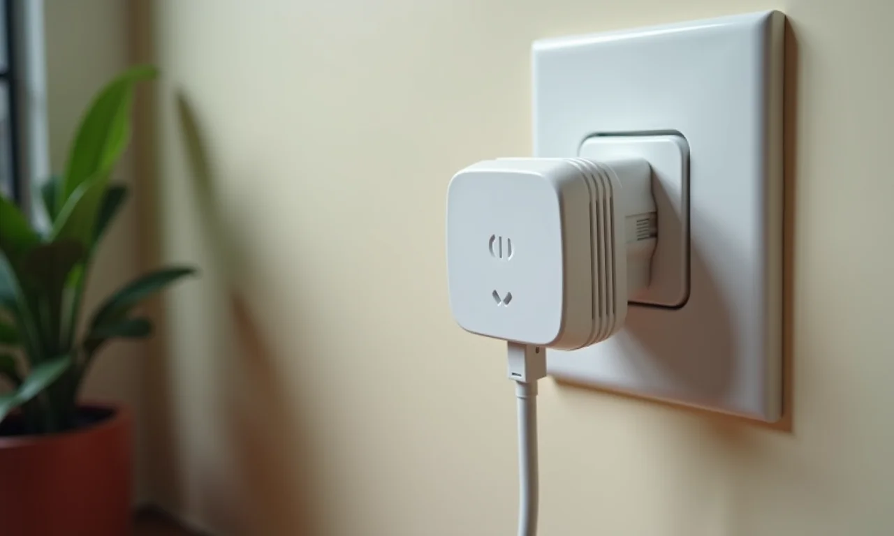 Repetidor Wi-Fi simples conectado em uma tomada, mostrando a limitação do alcance.