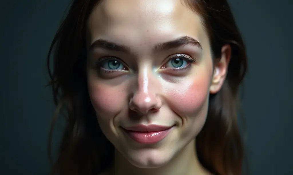 Rosto digital com falhas visíveis, representando a falsidade dos deepfakes.