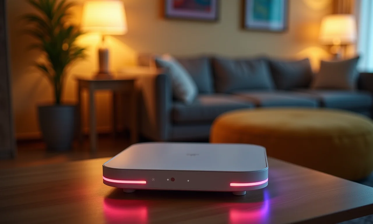 Roteador e modem com luzes piscando, indicando problemas de conexão.