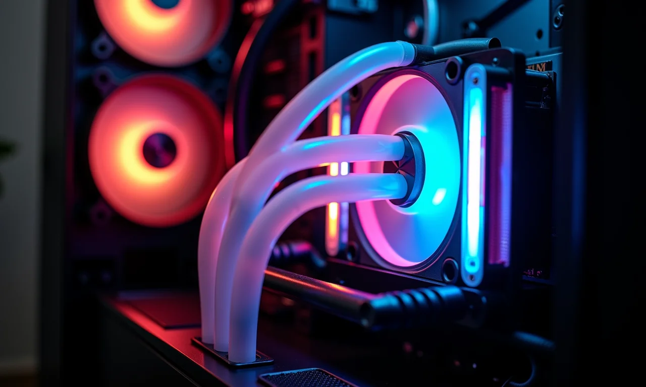 Sistema de water cooler personalizado refrigerando GPU.