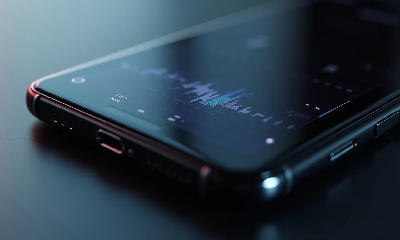 Smartphone processando áudio de alta resolução.