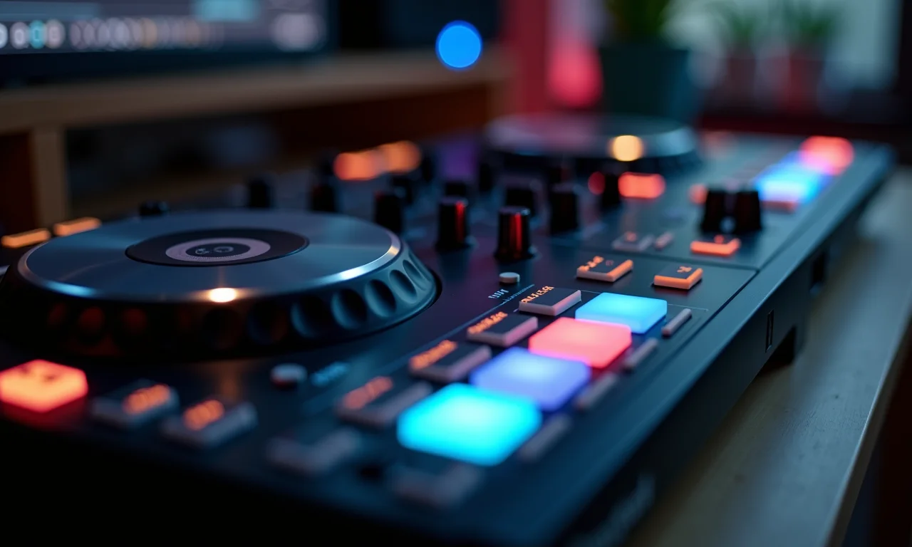 Software de DJ conectado a controladores MIDI externos.