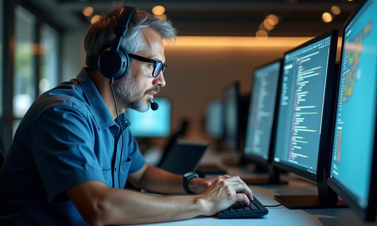 Técnico acessando PC remotamente para suporte