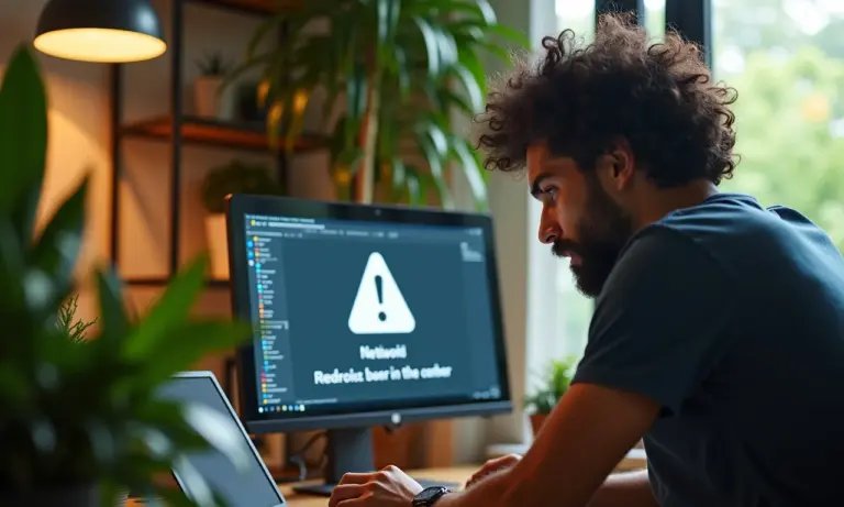 Usuário frustrado encarando tela de PC com erro de conexão de rede.