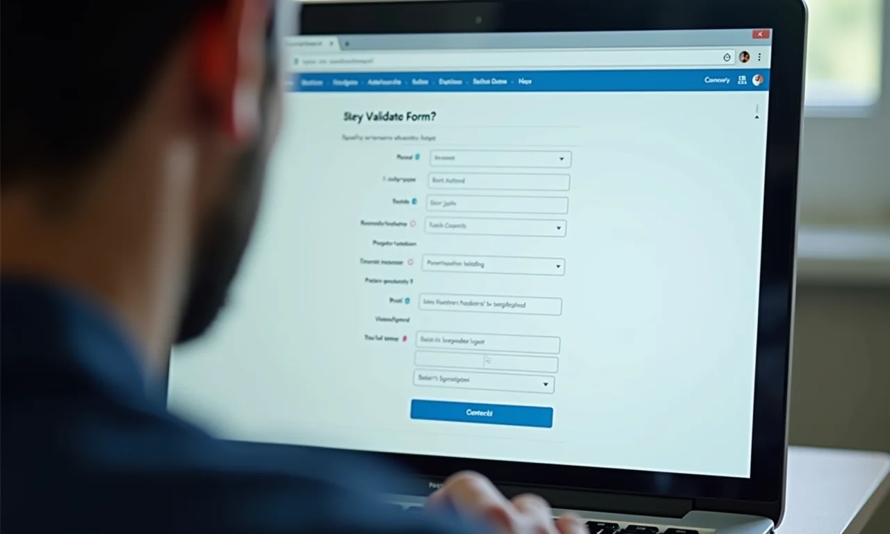 Usuário preenchendo formulário online com mensagens de validação.