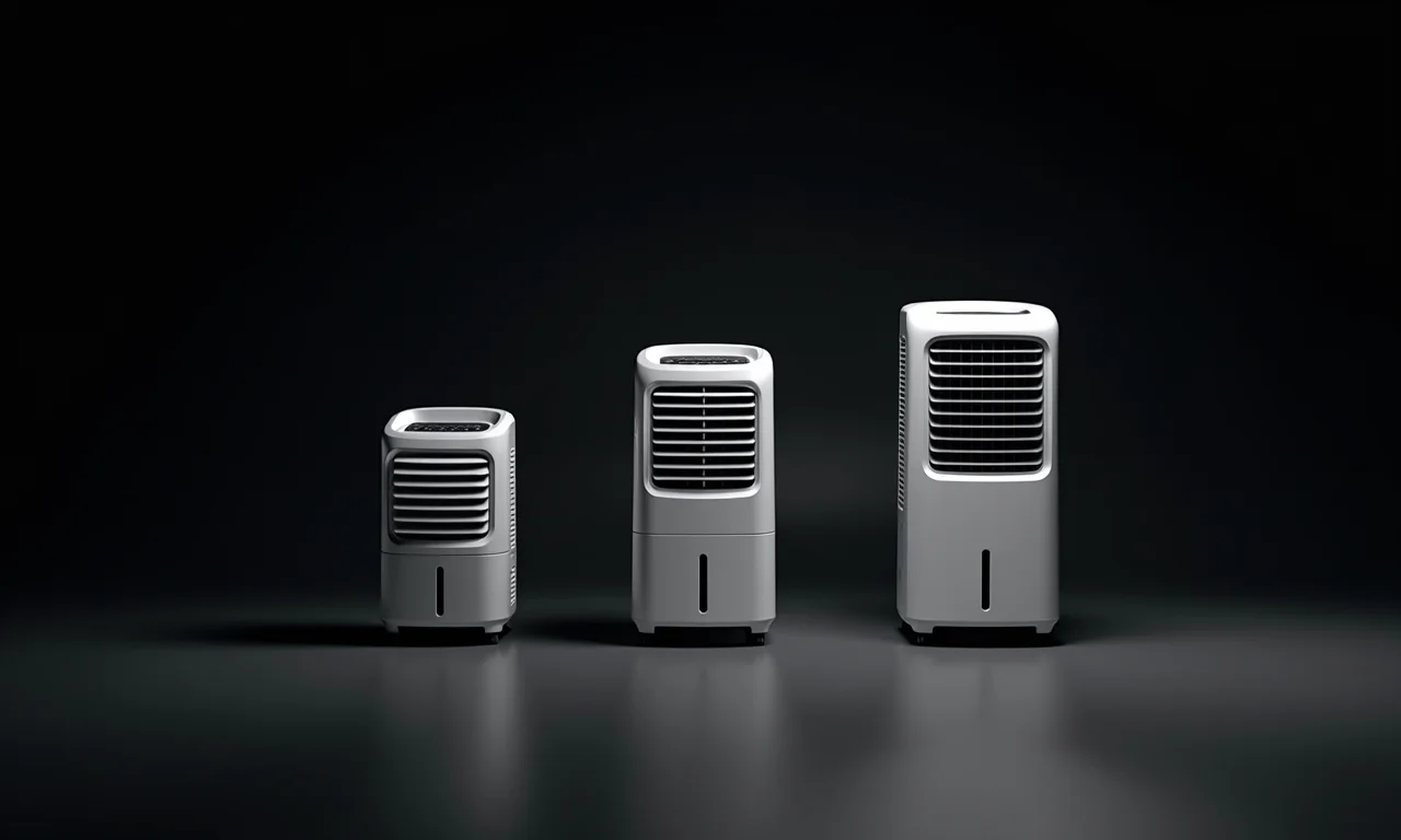 Air coolers de diferentes tamanhos e dimensões