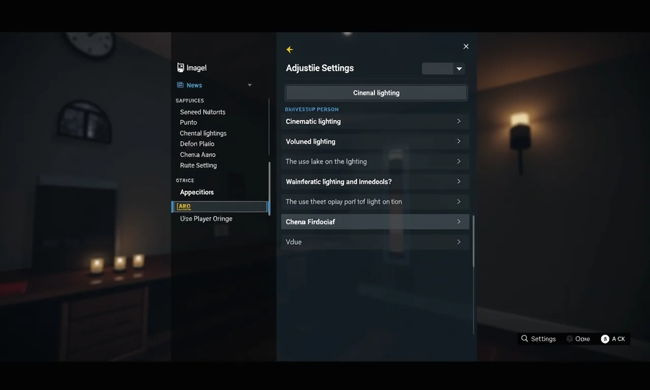Ajuste de configurações gráficas em um jogo.