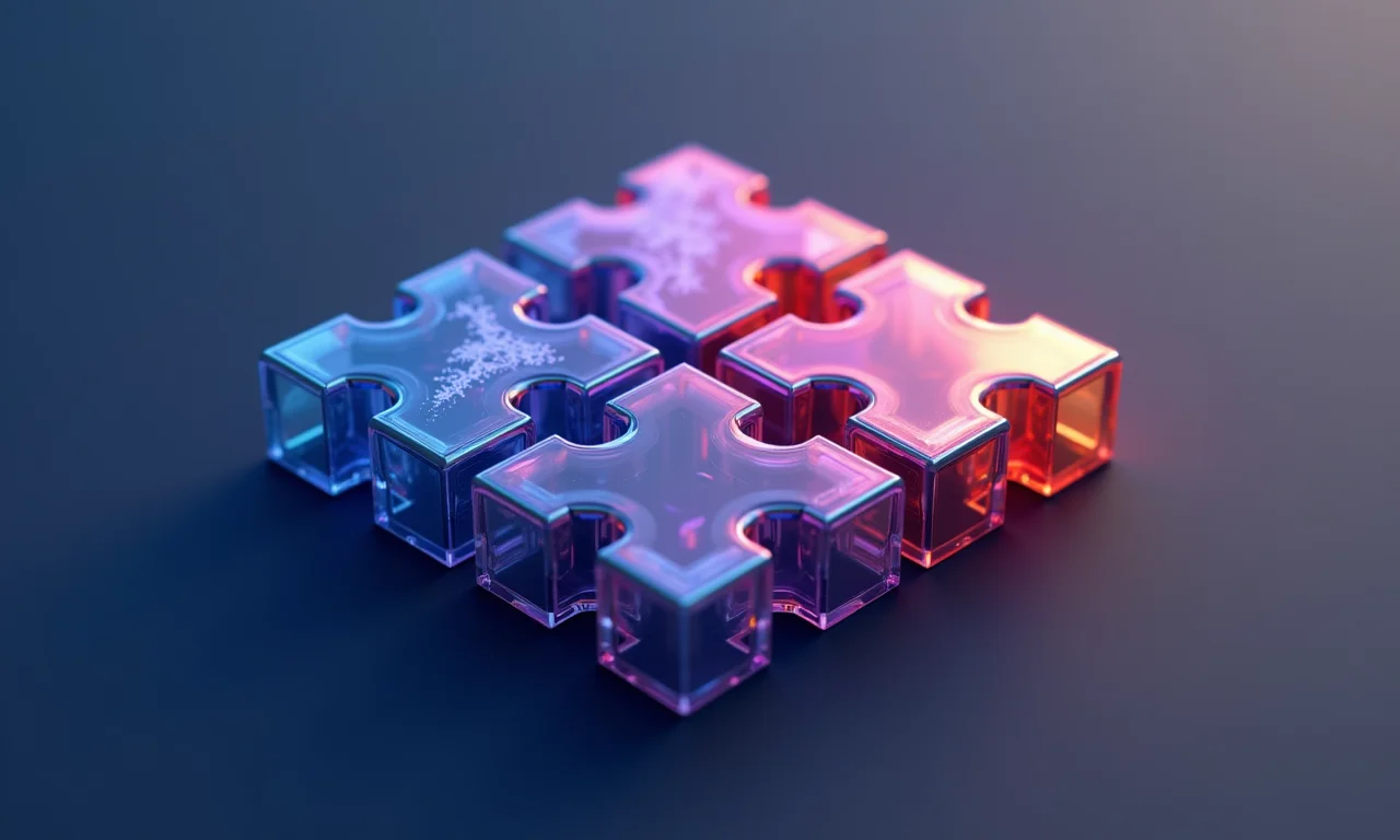 Blocos de componentes interligados, representando as novas APIs e recursos do Svelte 5.