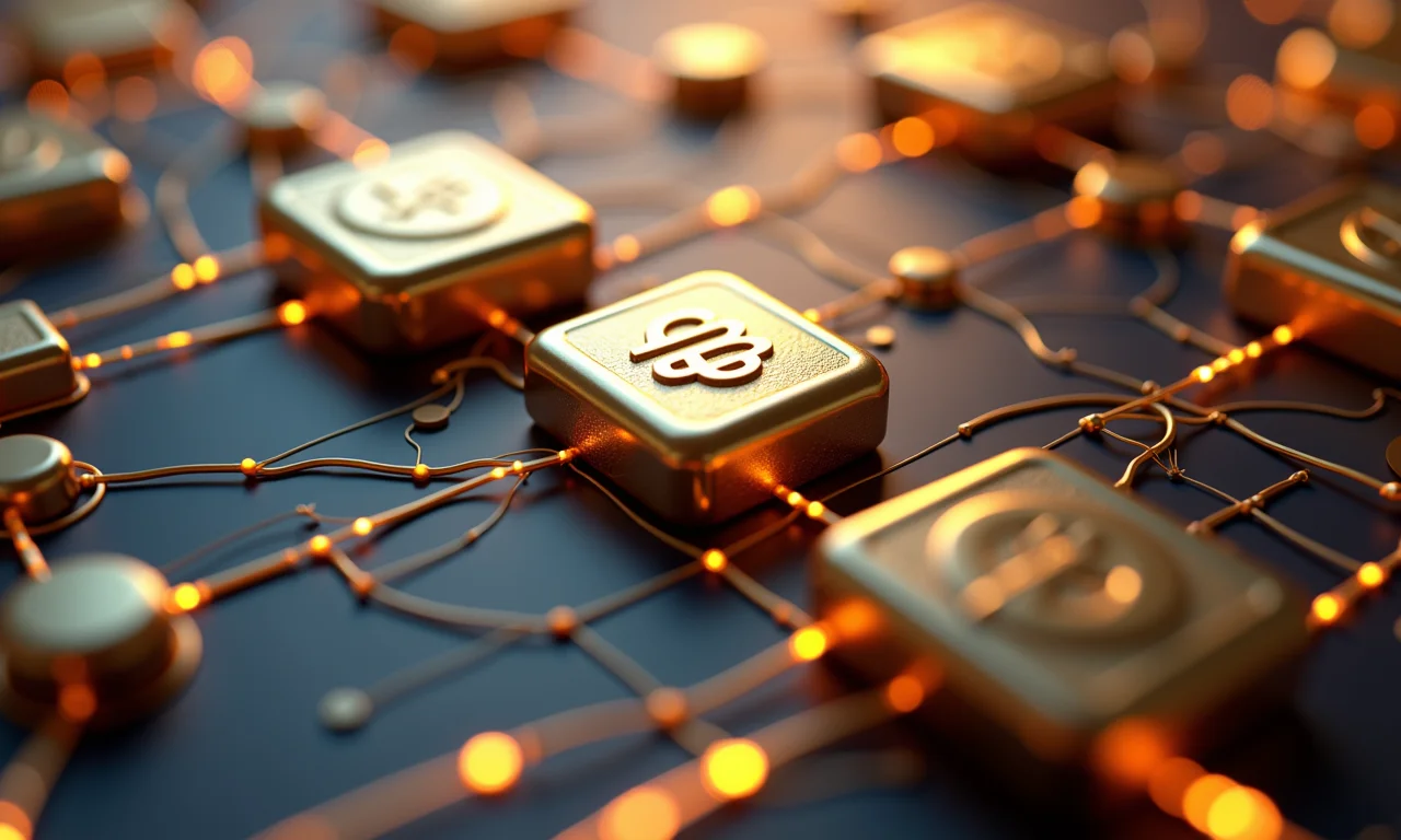 Blocos interconectados da blockchain