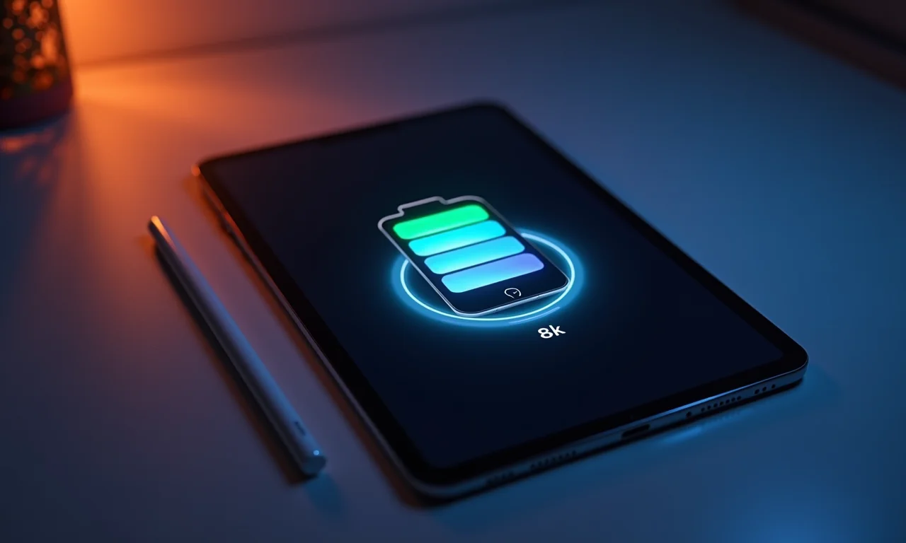 Caneta stylus carregando sem fio em iPad.