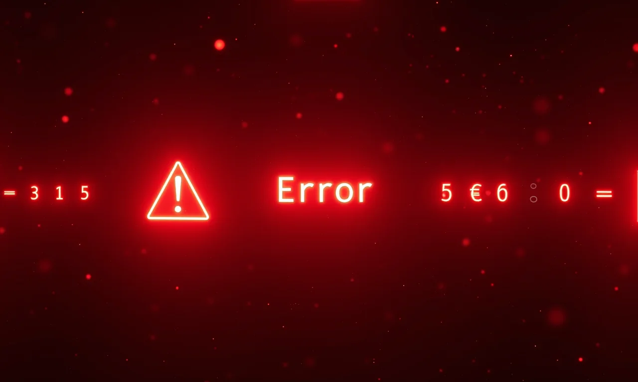 Códigos de erro e tratamento de exceções representados por símbolos e sinais de alerta brilhantes