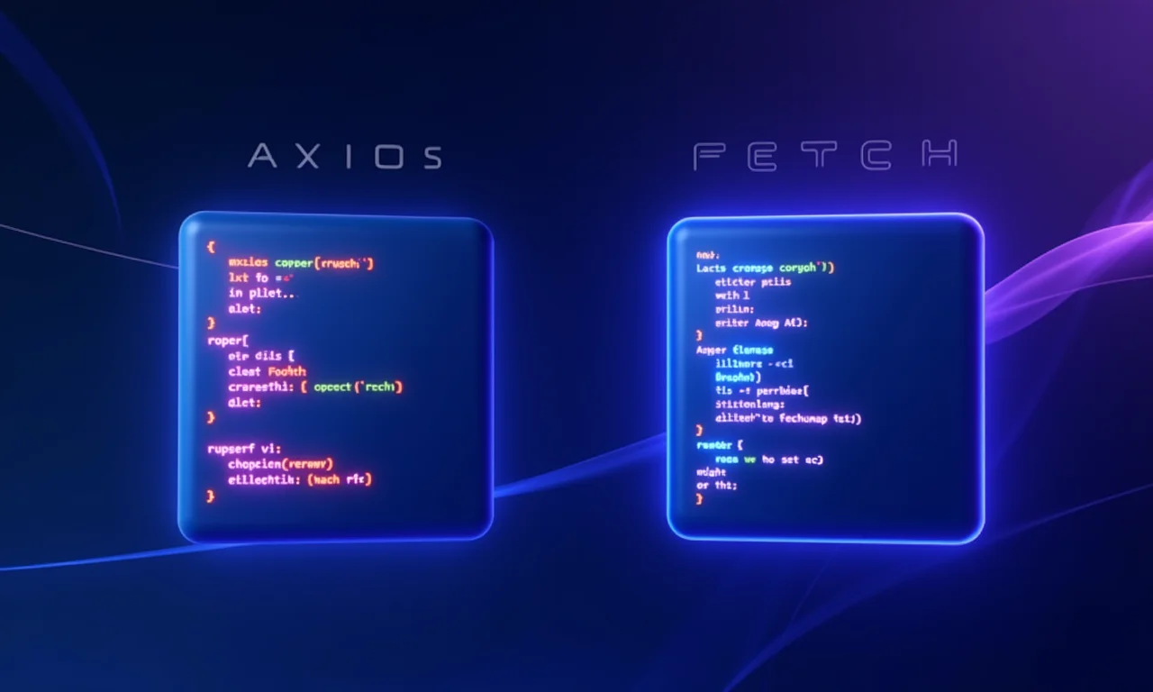 Comparação visual da sintaxe de Axios e Fetch API.