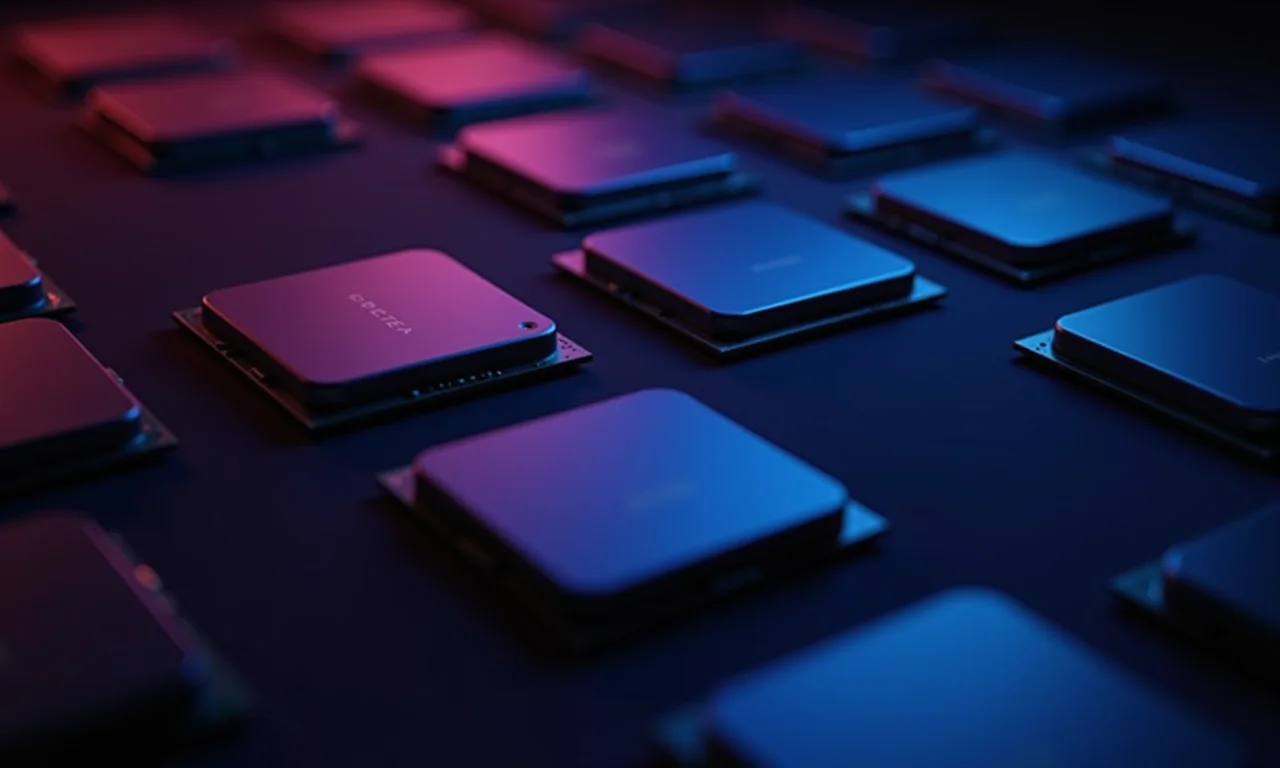 Comparativo visual de processadores de alta performance para edição de vídeo.