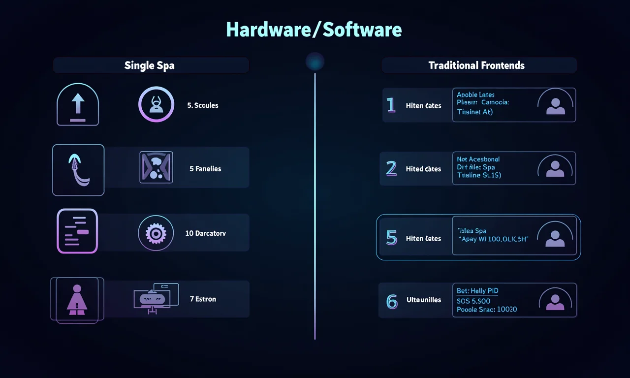 Comparativo visual entre Single Spa e frontends monolíticos