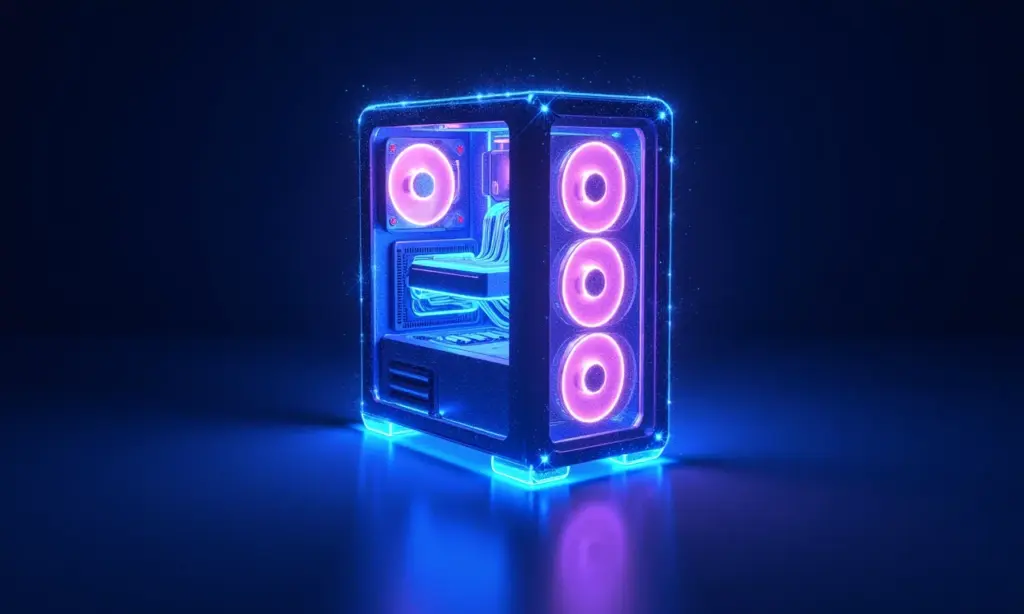 Conceito abstrato de eficiência energética em um PC moderno