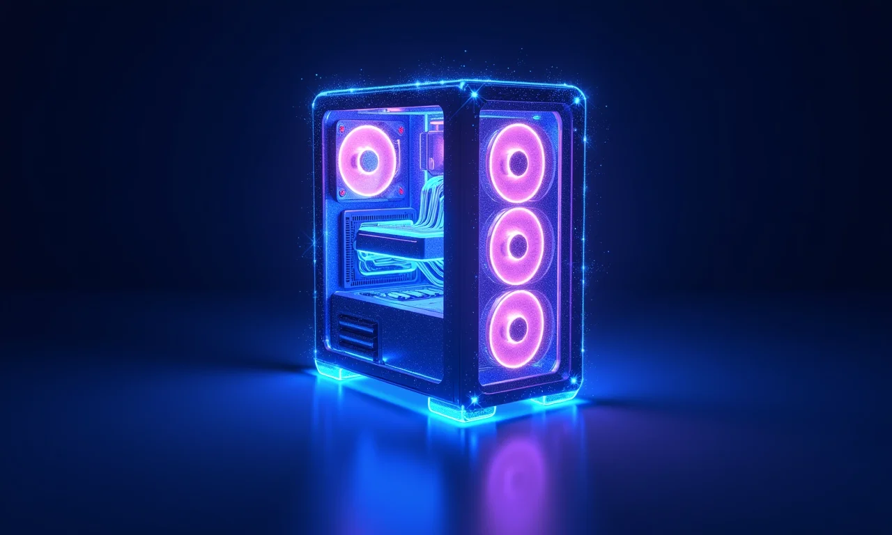 Conceito abstrato de eficiência energética em um PC moderno