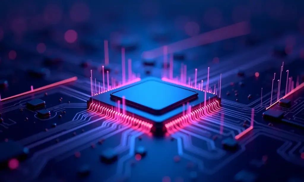 Processador para Plugins de Áudio: O Segredo dos Melhores Produtores Conceito visual de processamento de áudio digital.