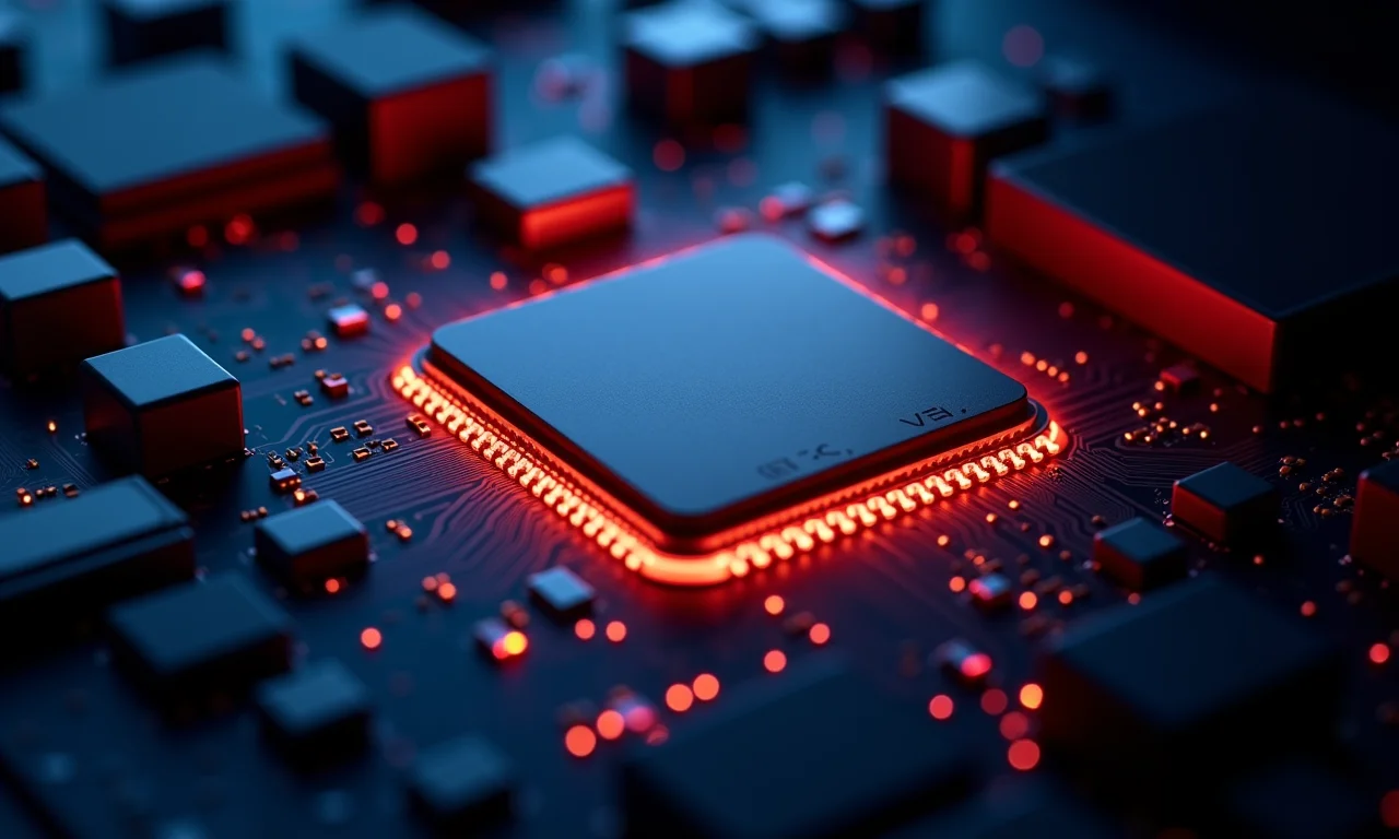 Detalhe de um processador de última geração com iluminação RGB.