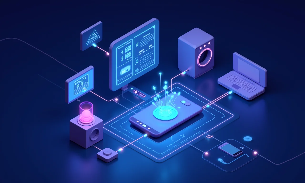 Dispositivos interconectados em casa inteligente