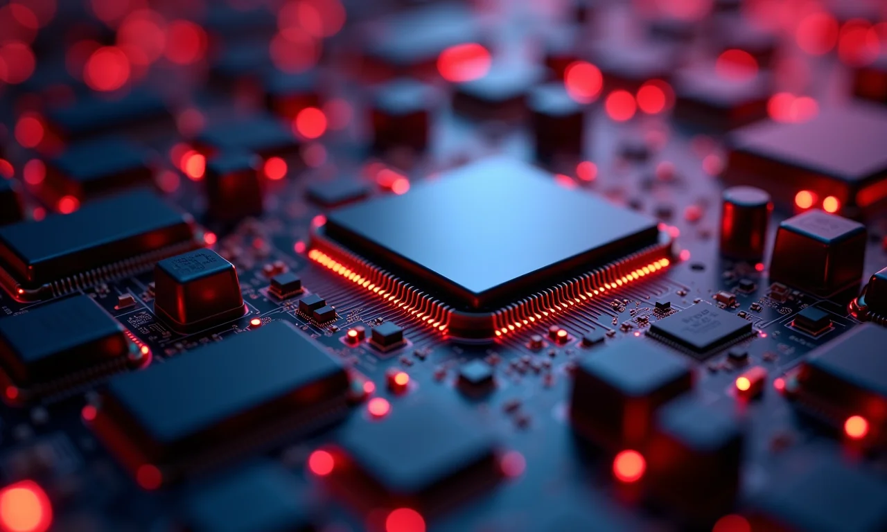 Diversos processadores embarcados em uma placa de circuito.