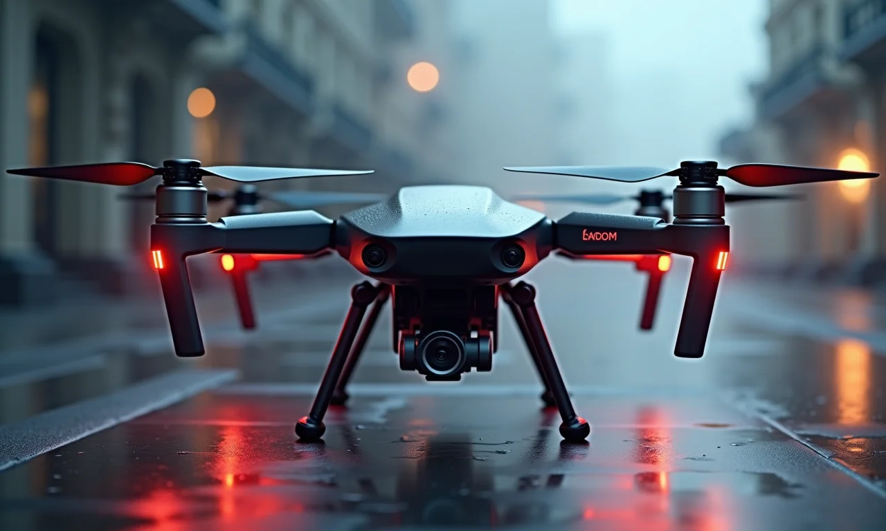 Drone híbrido em plataforma de pouso.