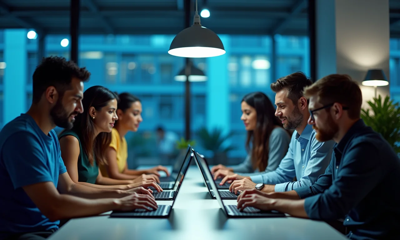 Equipe diversa colaborando em estratégias de SEO Off-Page.