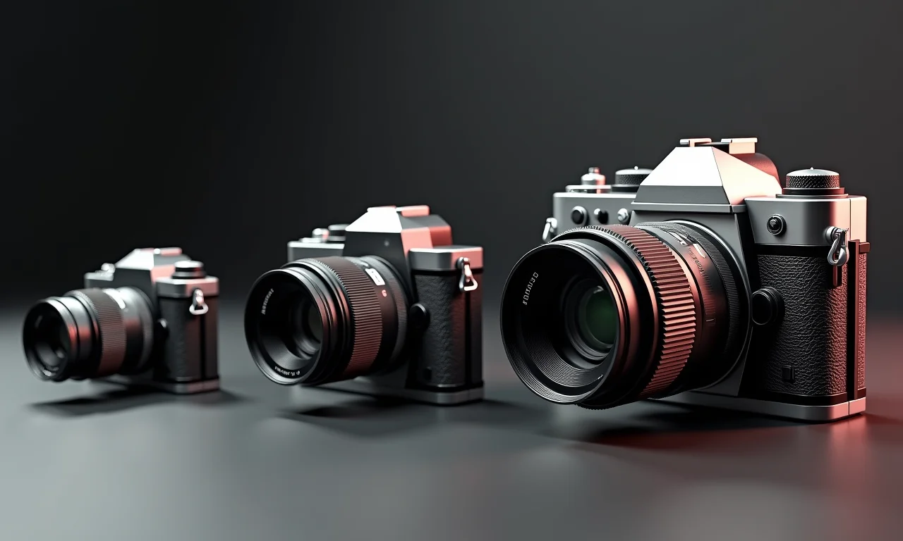 Evolução histórica da visão computacional representada por câmeras antigas e modernas.