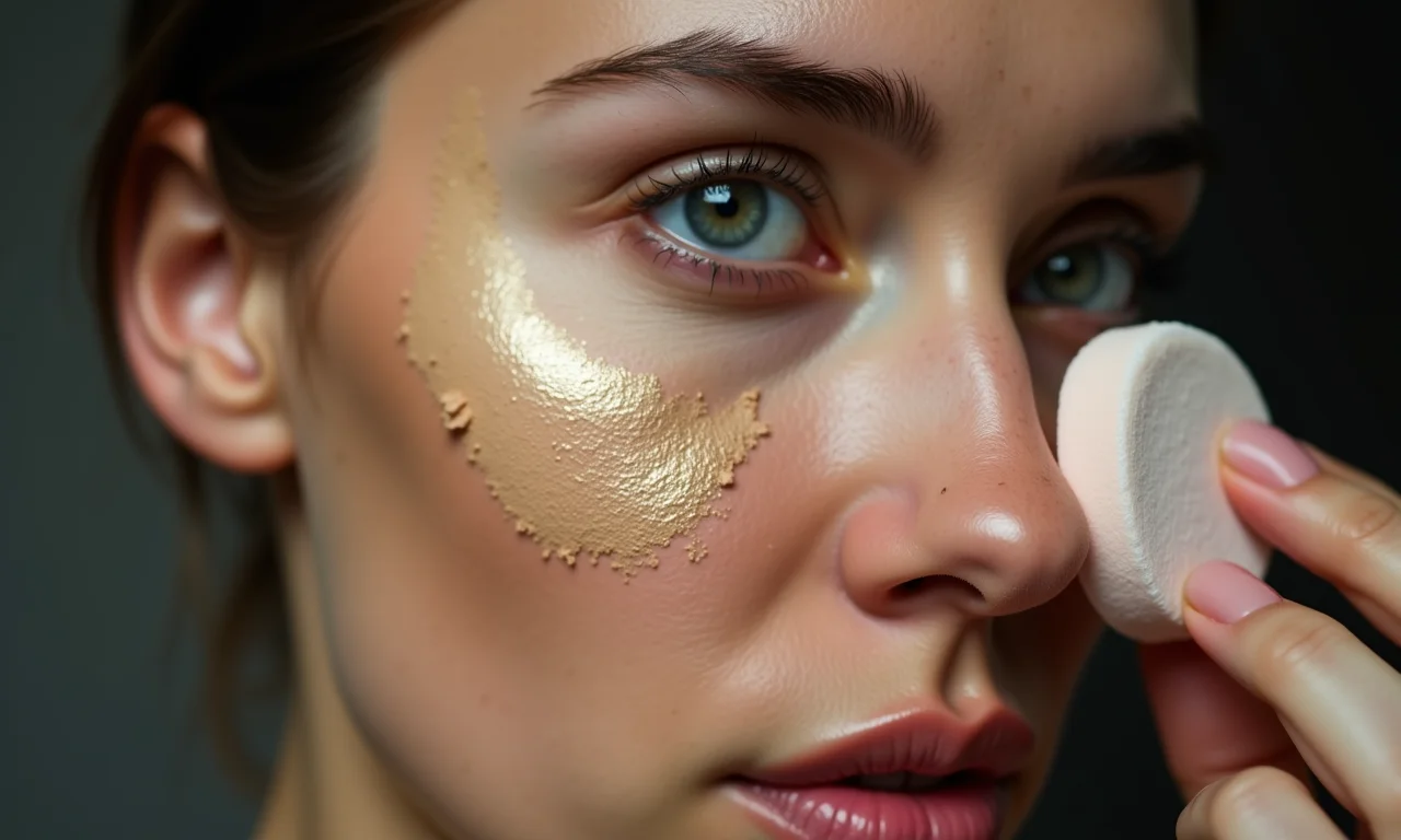 Excesso de base e pó criando efeito máscara.