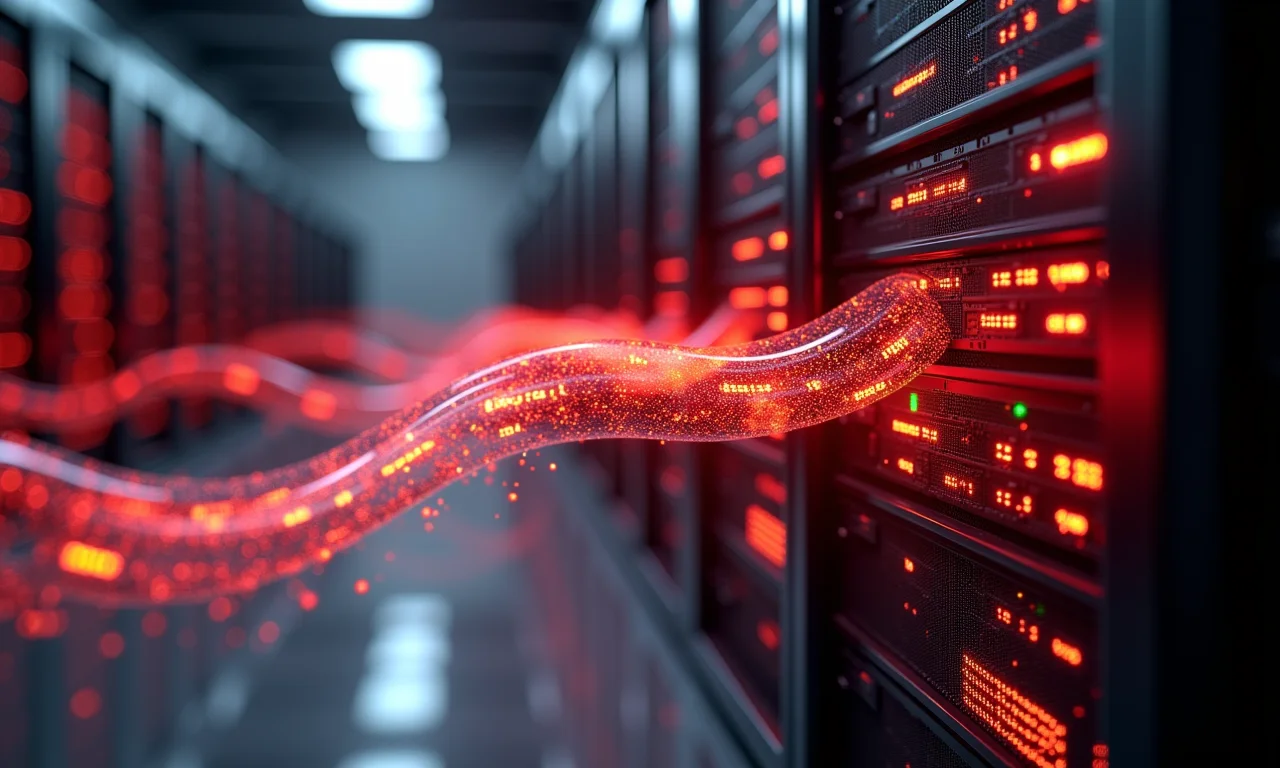 Fluxo de dados corrompidos em torno de um servidor recondicionado.