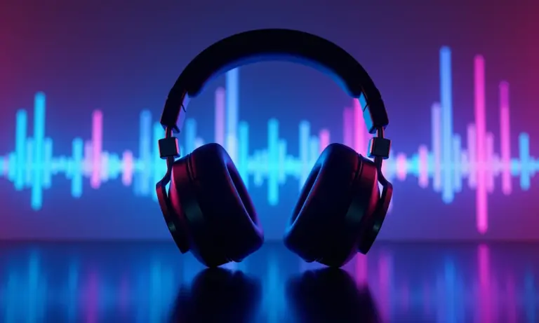 Fones de ouvido de alta qualidade reproduzindo áudio FLAC.