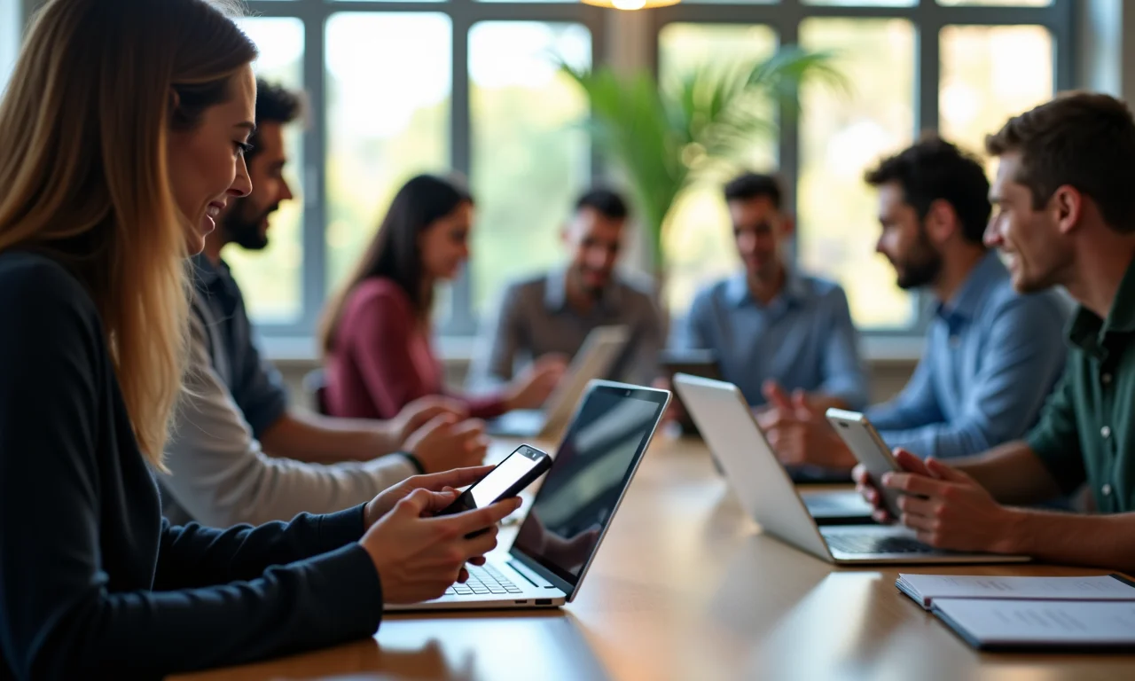 Grupo diverso de brasileiros utilizando diferentes dispositivos para acessar uma API