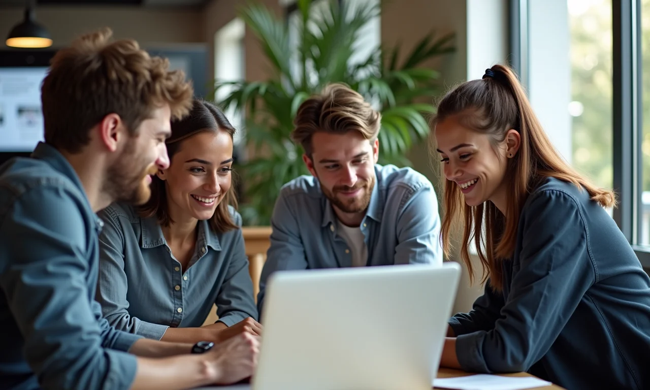 Grupo diverso trabalhando colaborativamente em projeto open source