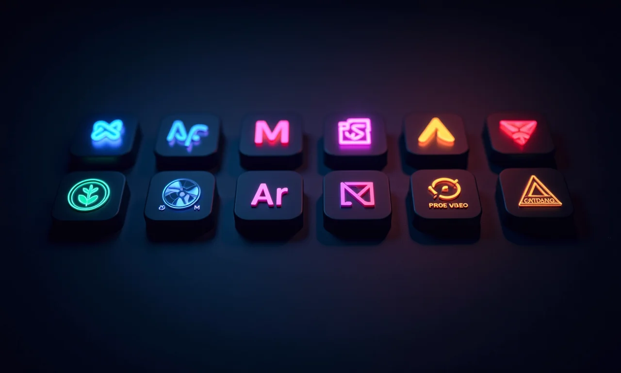 Ícones de softwares de edição de vídeo populares