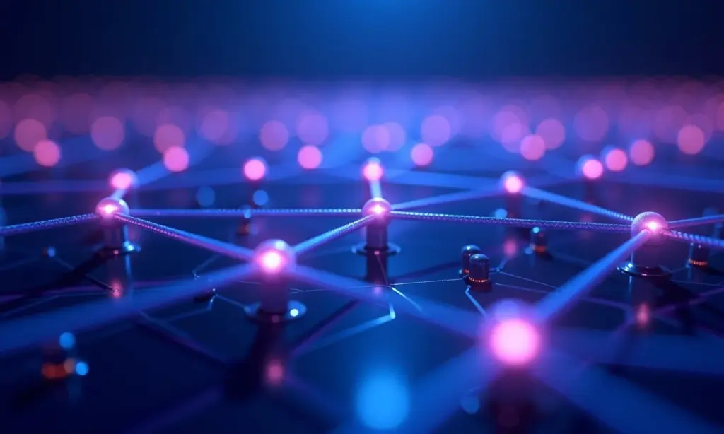 Ilustração abstrata de uma rede de servidores web Apache.