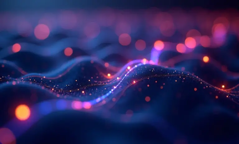 Infraestrutura de API interconectada com dados e códigos brilhantes